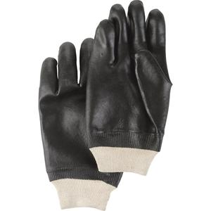 Black Knight® Gloves - 10/Large, 10", 59-mil, Knit Wrist, PVC, Jersey, 72, Rough, Black