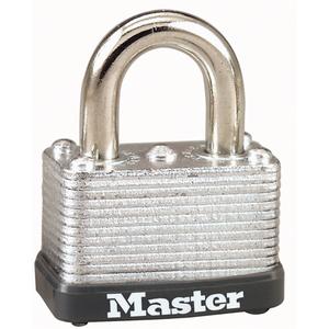 Economy Warded Padlock - Security Padlock, 1-1/2", 1/4", 5/8", 9/16", Laminated Steel, Steel, Silver, Keyed Different, Medium