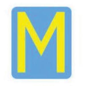 Quick-Align® Individual Gothic Number & Letter Labels - M, Yellow, 4"