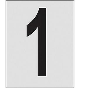 Reflective Individual Number and Letter Labels - 1, Black on Silver, 1"