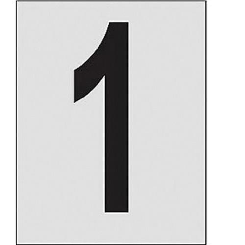 Reflective Individual Number and Letter Labels - 1, Black on Silver, 1"