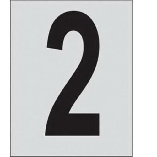 Reflective Individual Number and Letter Labels - 2, Black on Silver, 1"