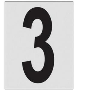 Reflective Individual Number and Letter Labels - 3, Black on Silver, 1"