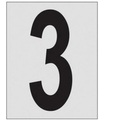 Reflective Individual Number and Letter Labels - 3, Black on Silver, 1"