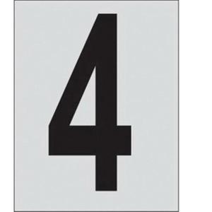 Reflective Individual Number and Letter Labels - 4, Black on Silver, 1"