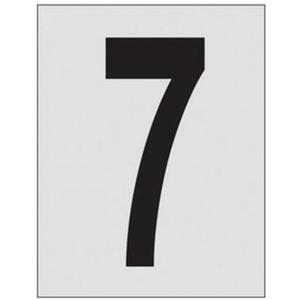 Reflective Individual Number and Letter Labels - 7, Black on Silver, 1"