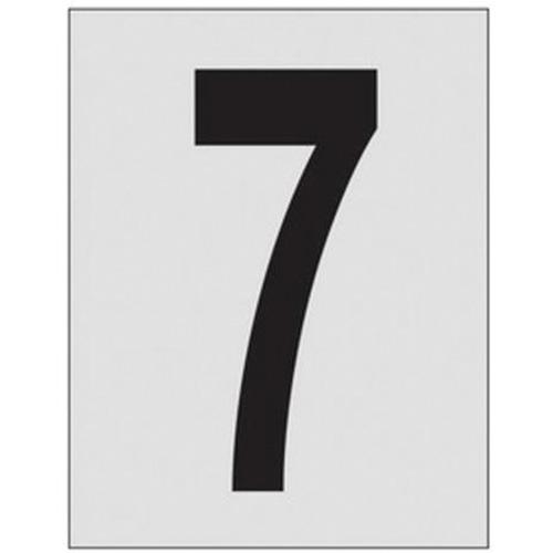 Reflective Individual Number and Letter Labels - 7, Black on Silver, 1"