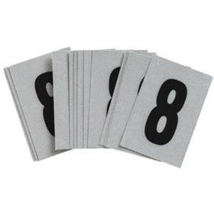 Reflective Individual Number and Letter Labels - 8, Black on Silver, 1"