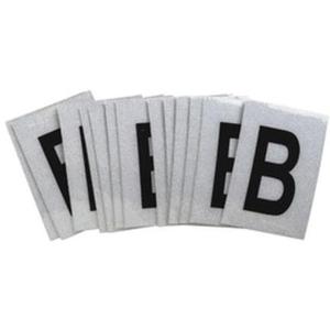 Reflective Individual Number and Letter Labels - B, Black on Silver, 1"