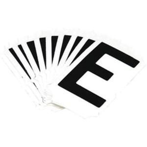 Reflective Individual Number and Letter Labels - E, Black on Silver, 1"