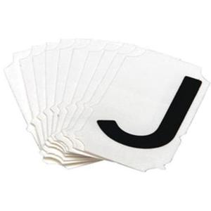 Reflective Individual Number and Letter Labels - J, Black on Silver, 1"