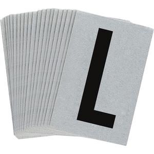 Reflective Individual Number and Letter Labels - L, Black on Silver, 1"