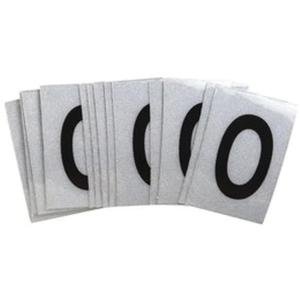 Reflective Individual Number & Letter Labels - O, Black on Silver, 1"