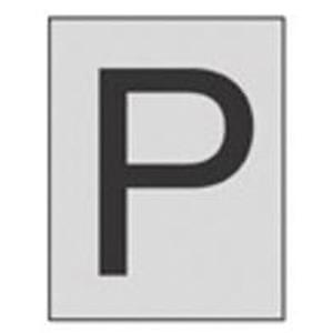 Reflective Individual Number & Letter Labels - P, Black on Silver, 1"