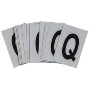 Reflective Individual Number & Letter Labels - Q, Black on Silver, 1"