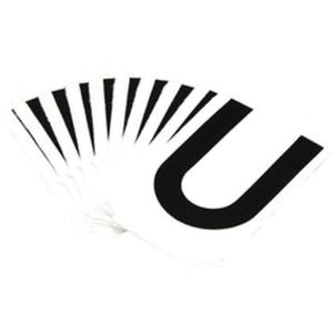 Reflective Individual Number & Letter Labels - U, Black on Silver, 1"