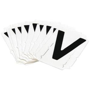Reflective Individual Number & Letter Labels - V, Black on Silver, 1"