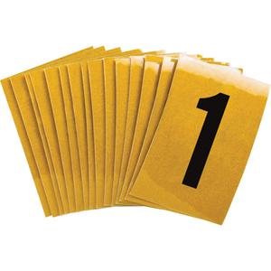 Reflective Individual Number and Letter Labels - 1, Black on Yellow, 1"