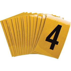Individual Number and Letter Labels - 4, Black on Yellow, 2"