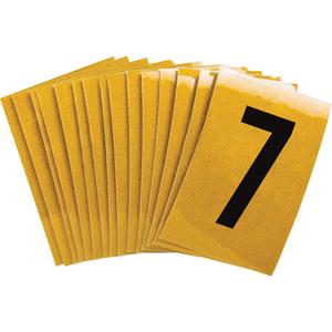 Reflective Individual Number and Letter Labels - 7, Black on Yellow, 1"