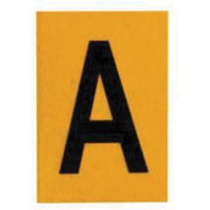 Individual Number and Letter Labels - A, Black on Yellow, 1"