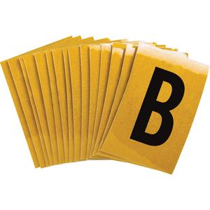 Reflective Individual Number and Letter Labels - B, Black on Yellow, 1"