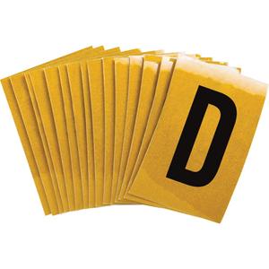 Reflective Individual Number and Letter Labels - D, Black on Yellow, 1"