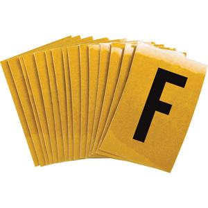 Reflective Individual Number and Letter Labels - F, Black on Yellow, 1"