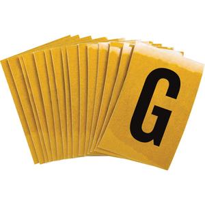 Reflective Individual Number and Letter Labels - G, Black on Yellow, 1"