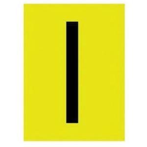 Reflective Individual Number and Letter Labels - I, Black on Yellow, 1"
