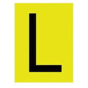 Reflective Individual Number and Letter Labels - L, Black on Yellow, 1"