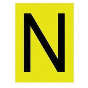 Reflective Individual Number & Letter Labels - N, Black on Yellow, 1"