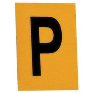 Reflective Individual Number & Letter Labels - P, Black on Yellow, 1"