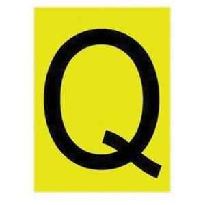 Reflective Individual Number & Letter Labels - Q, Black on Yellow, 1"