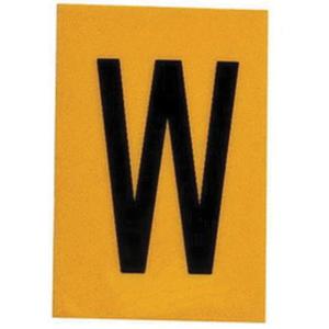 Reflective Individual Number & Letter Labels - W, Black on Yellow, 1"