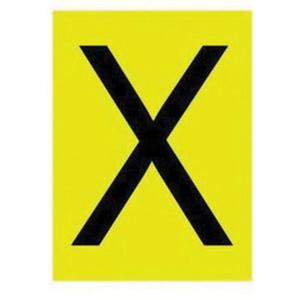 Reflective Individual Number & Letter Labels - X, Black on Yellow, 1"