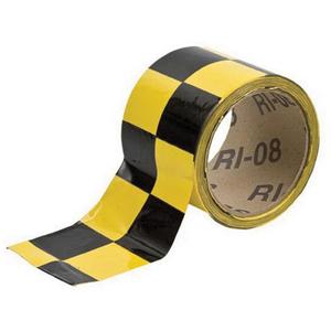 Checkered Marking Tape - Black and Yellow, Vinyl, 3", 54'