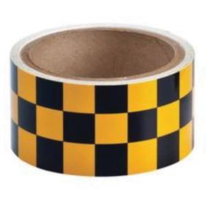 Checkered Reflective Marking Tape - Black and Yellow, Acrylic, 2", 15'