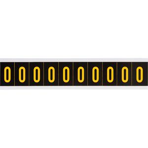 Individual Number and Letter Labels - 0, Black on Yellow, 1", 10