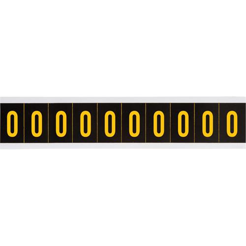 Individual Number and Letter Labels - 0, Yellow on Black, 2", 10