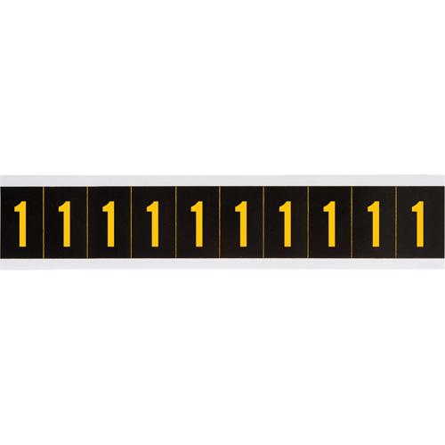 Individual Number and Letter Labels - 1, Yellow on Black, 1", 10