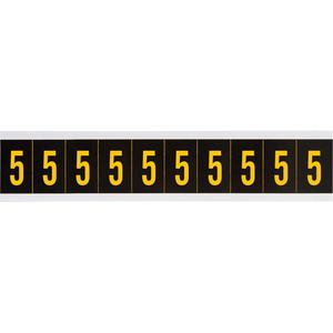 Individual Number and Letter Labels - 5, Yellow on Black, 1", 10