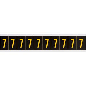 Repositionable Individual Number and Letter Label - 7, Yellow on Black, 1", 10
