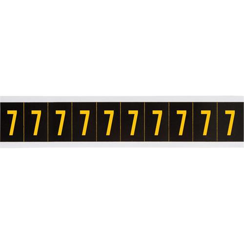 Repositionable Individual Number and Letter Label - 7, Yellow on Black, 1", 10
