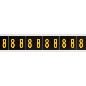 Individual Number and Letter Labels - 8, Yellow on Black, 1", 10