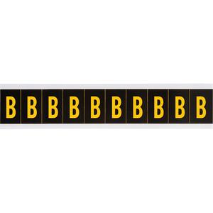 Individual Number and Letter Labels - B, Yellow on Black, 2", 10