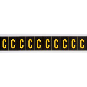 Individual Number and Letter Labels - C, Yellow on Black, 2", 10
