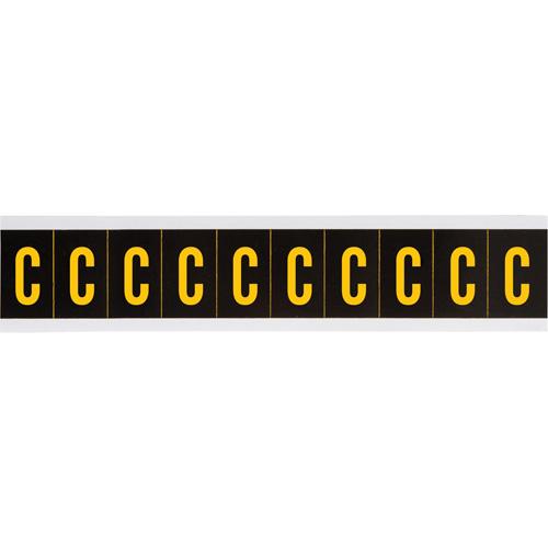 Individual Number and Letter Labels - C, Yellow on Black, 2", 10