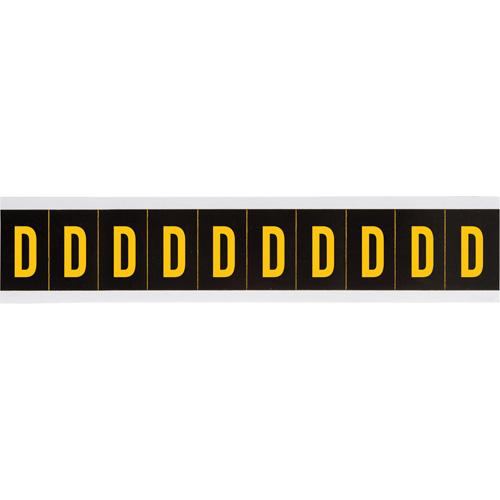 Individual Number and Letter Labels - D, Yellow on Black, 2", 10