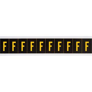Individual Number and Letter Labels - F, Yellow on Black, 2", 10